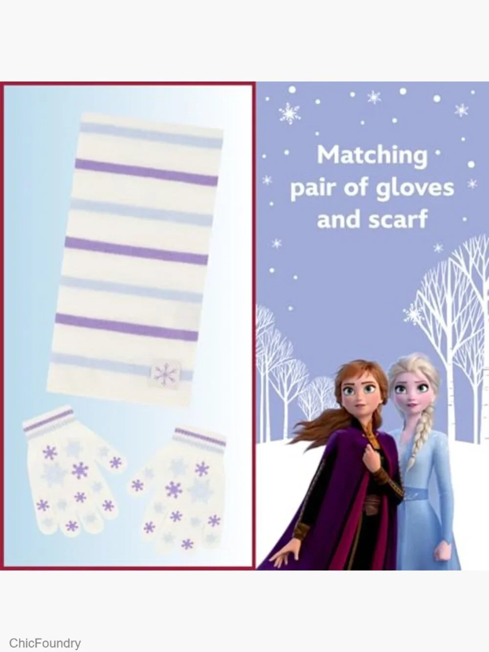 Frozen Girls Winter Hat Scarf Gloves Set 3pc